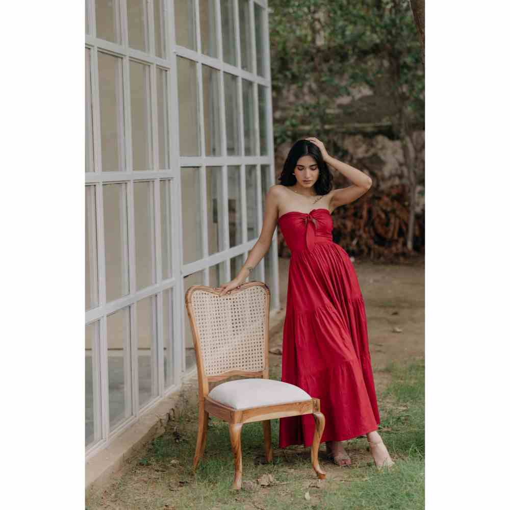 Old Marigold Alexandra Strapless Tiered Maxi Dress