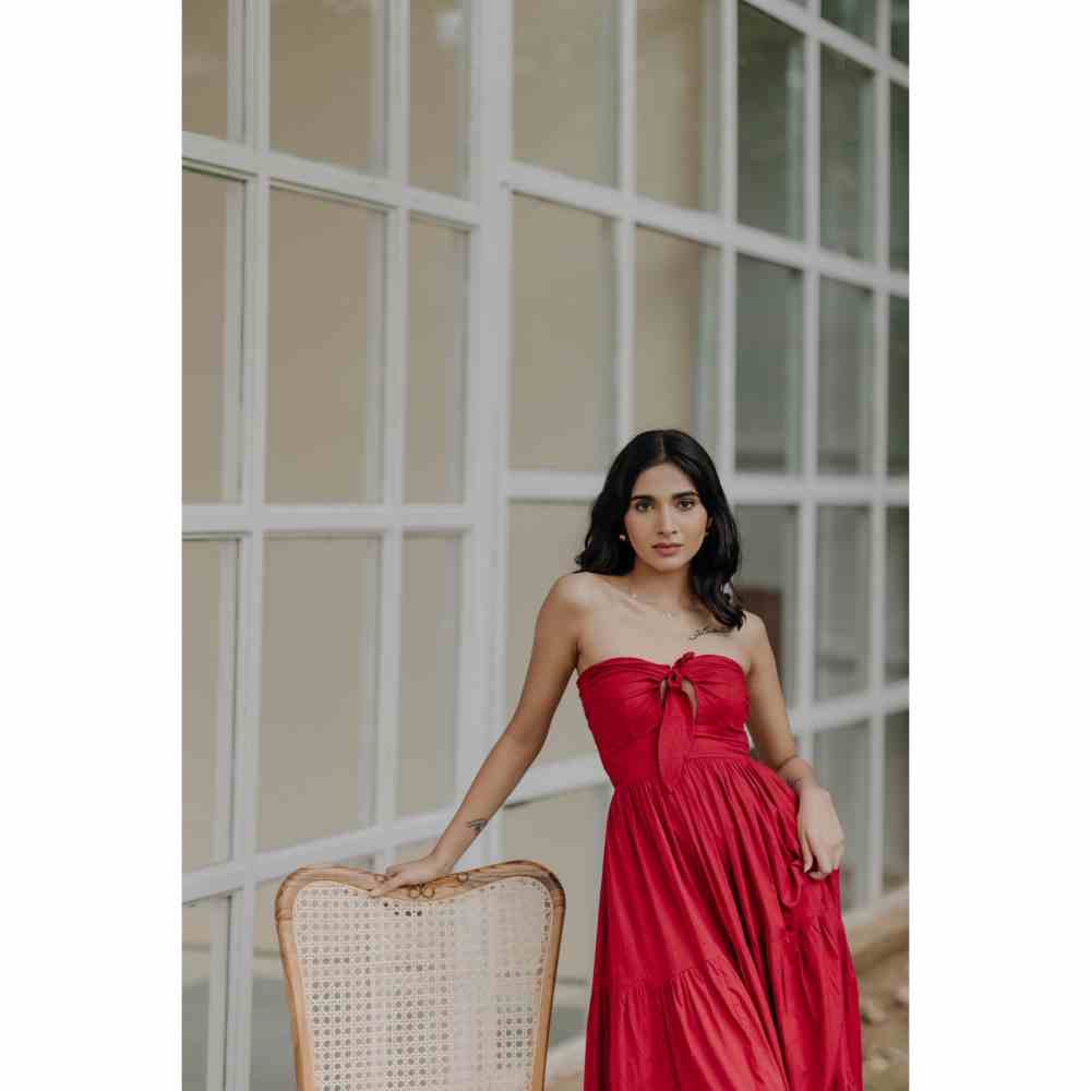 Old Marigold Alexandra Strapless Tiered Maxi Dress