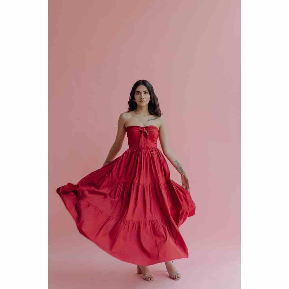 Old Marigold Alexandra Strapless Tiered Maxi Dress