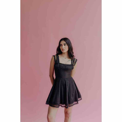 Old Marigold Katerina Black A-Line Mini Dress