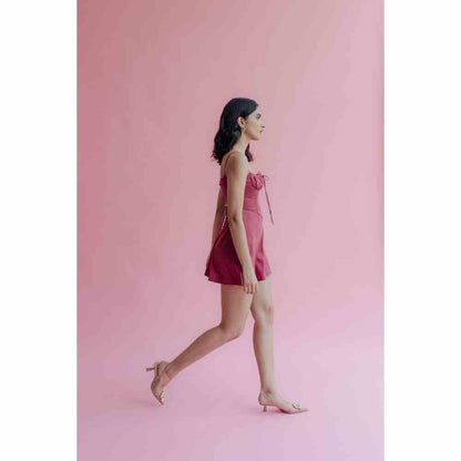 Old Marigold Daphne Wine Corset Mini Dress