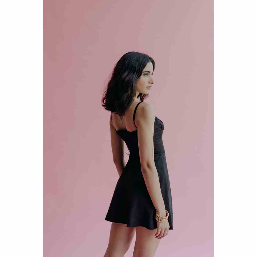 Old Marigold Andrea Black Corset Mini Dress