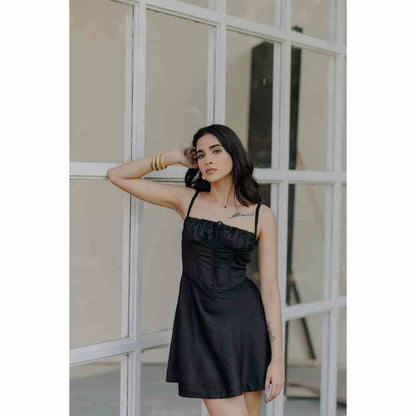 Old Marigold Andrea Black Corset Mini Dress