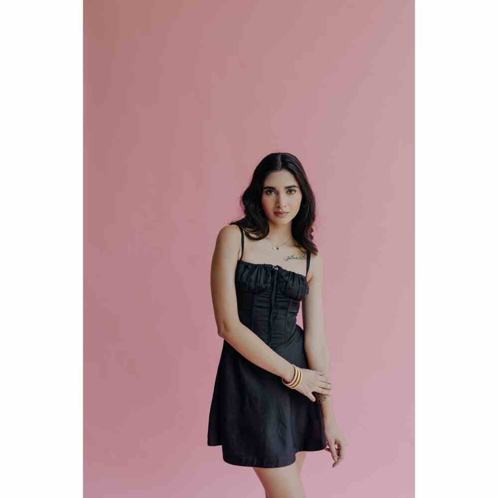 Old Marigold Andrea Black Corset Mini Dress