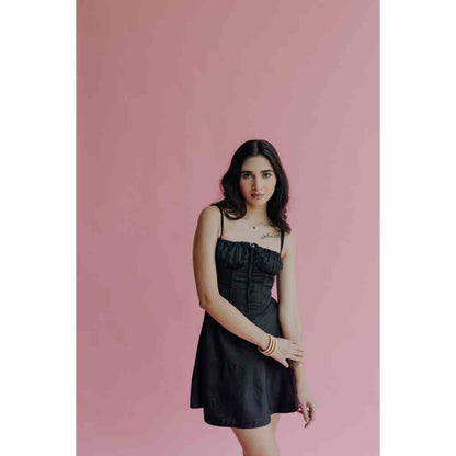 Old Marigold Andrea Black Corset Mini Dress