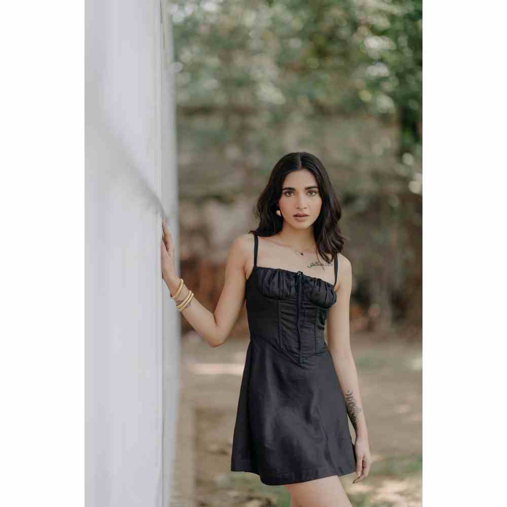 Old Marigold Andrea Black Corset Mini Dress