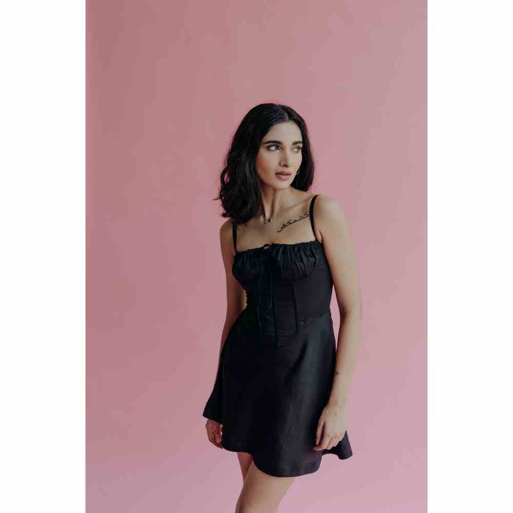 Old Marigold Andrea Black Corset Mini Dress