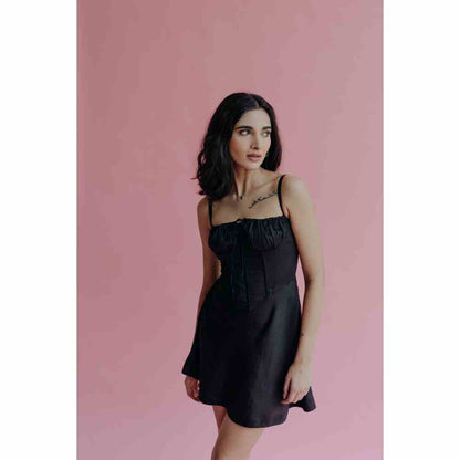Old Marigold Andrea Black Corset Mini Dress
