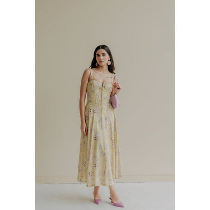 Old Marigold Celestia Yellow Bustier Maxi Dress