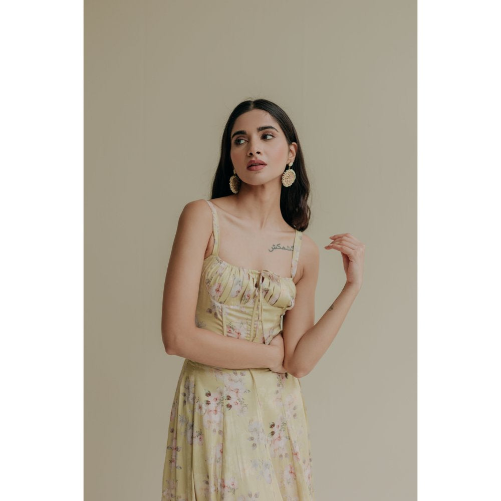 Old Marigold Celestia Yellow Bustier Maxi Dress