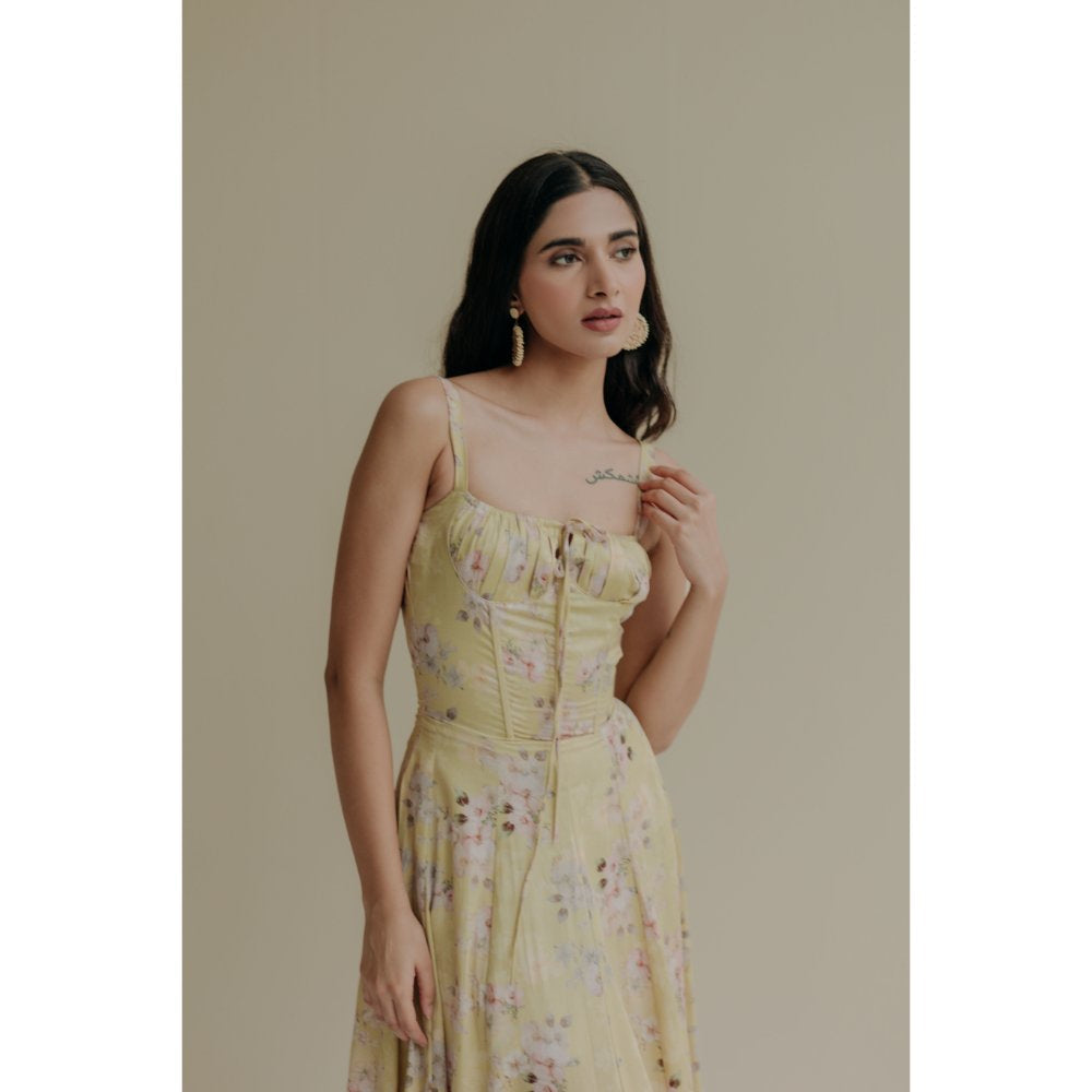 Old Marigold Celestia Yellow Bustier Maxi Dress