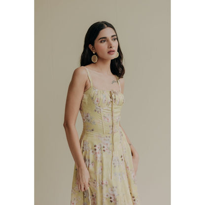 Old Marigold Celestia Yellow Bustier Maxi Dress