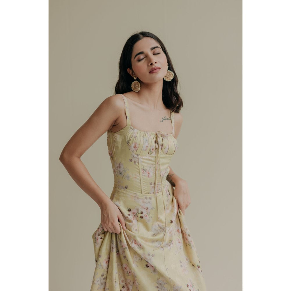 Old Marigold Celestia Yellow Bustier Maxi Dress