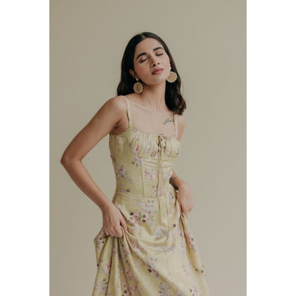 Old Marigold Celestia Yellow Bustier Maxi Dress
