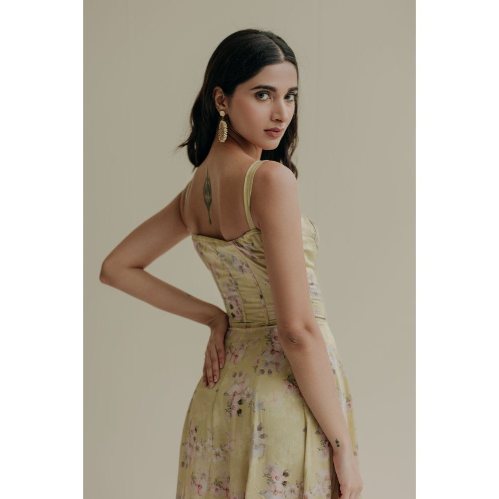 Old Marigold Celestia Yellow Bustier Maxi Dress