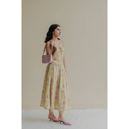 Old Marigold Celestia Yellow Bustier Maxi Dress