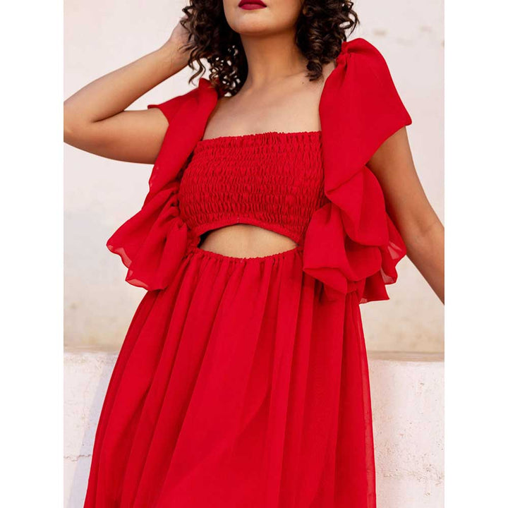 ONEWE INDIA Victoria Red Maxi Dress (2XS)