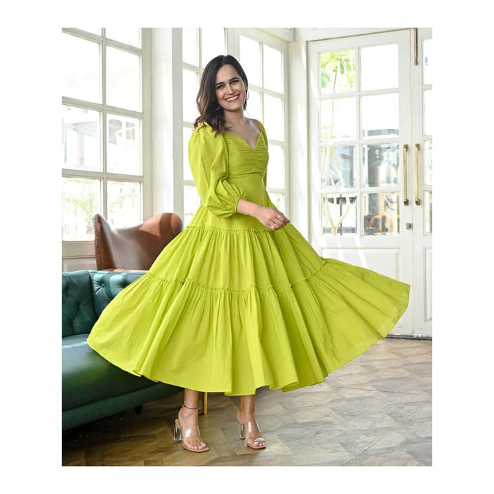 ORDINAREE Lawn Green Midi Dress