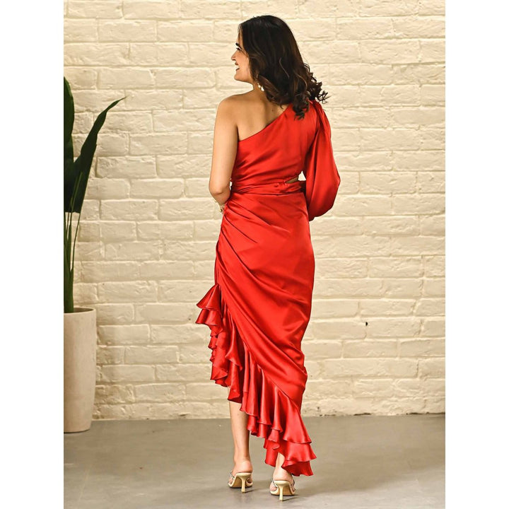 ORDINAREE Eva Red Satin Dress