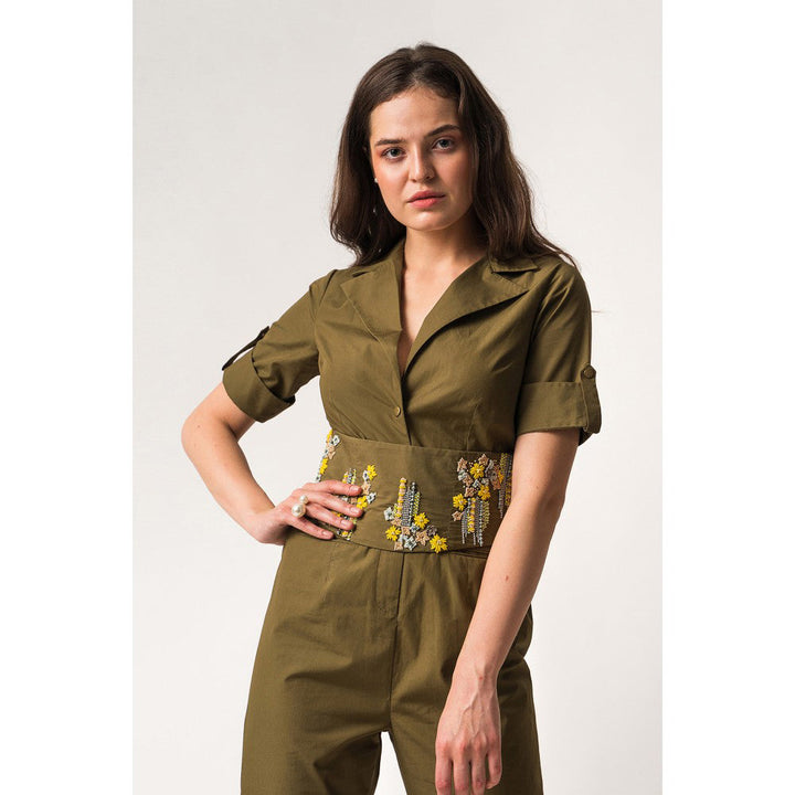 Our Love Poppy Olive Jumpsuit With Belt (Set of 2)