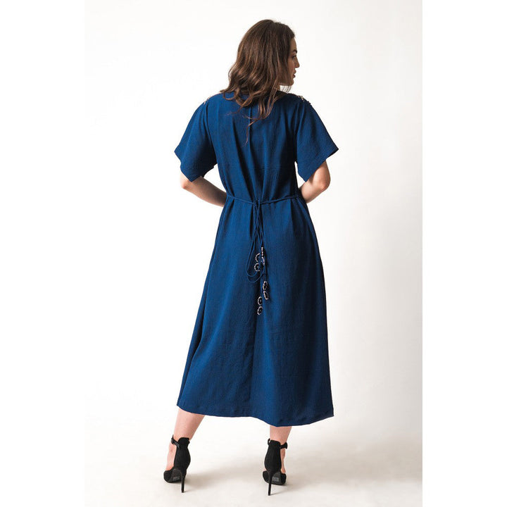 Our Love Nia Midnight Blue Dress With Embroidered Shoulders
