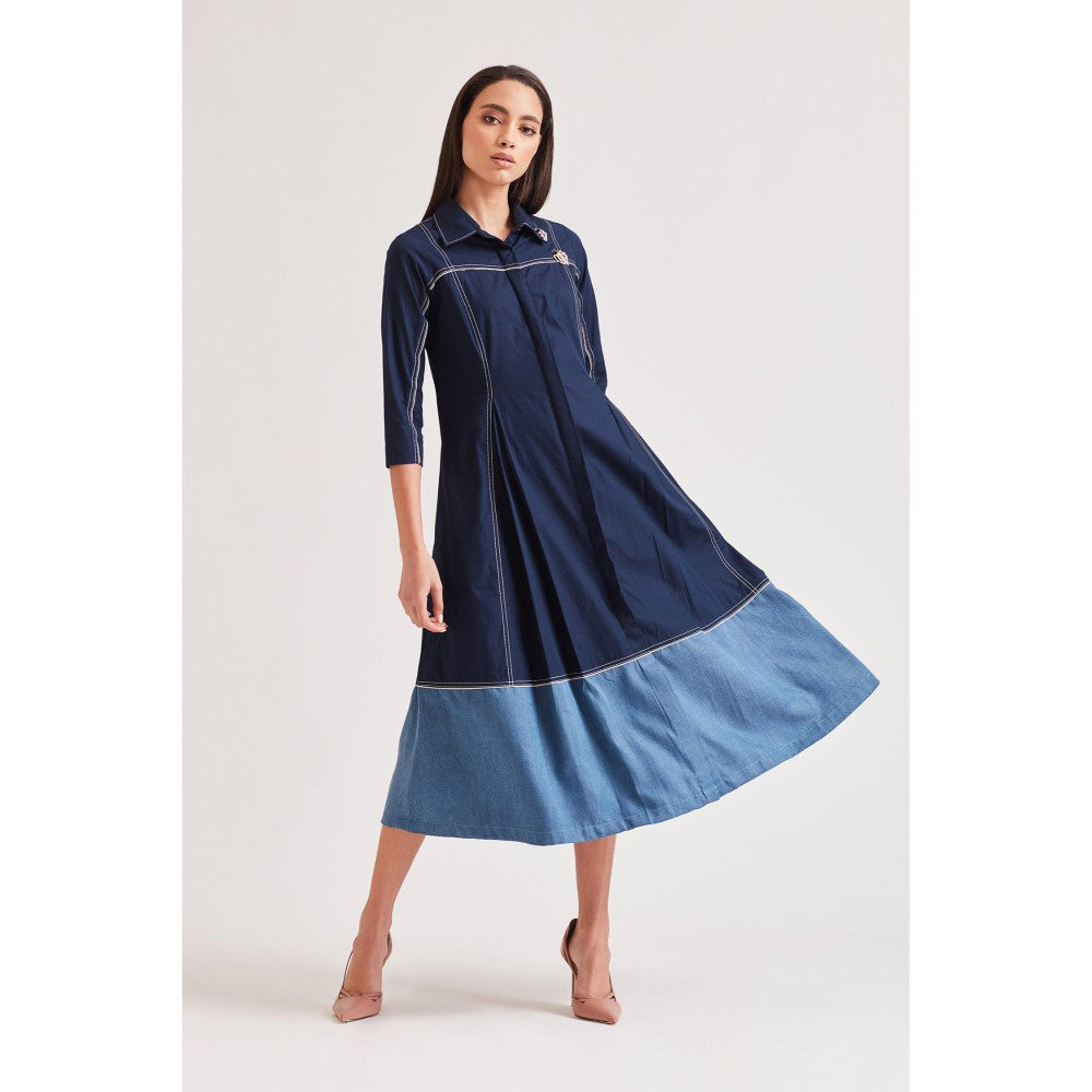 Our Love Madrid Color Block Dress With 3D Butterflies On Collar