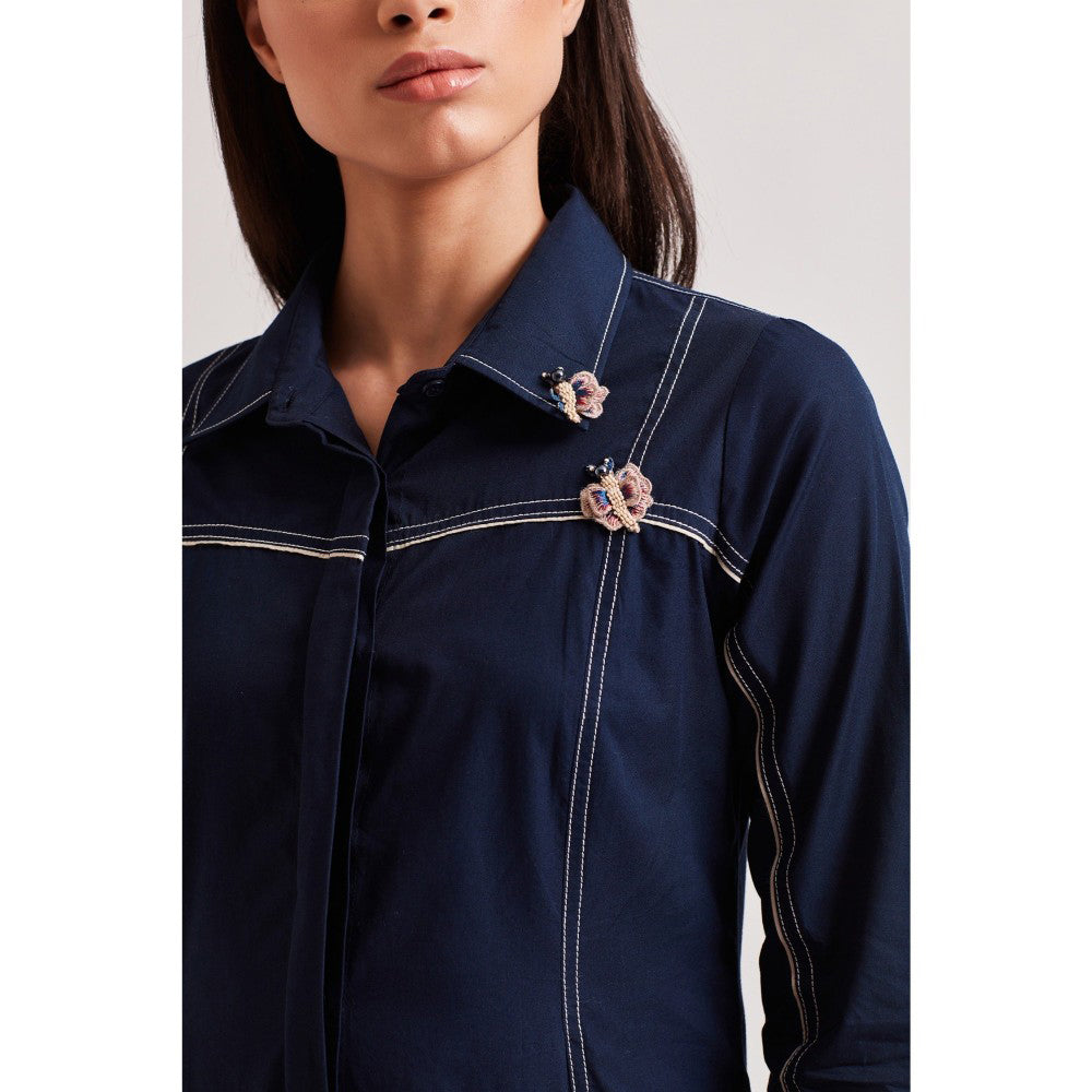 Our Love Madrid Color Block Dress With 3D Butterflies On Collar