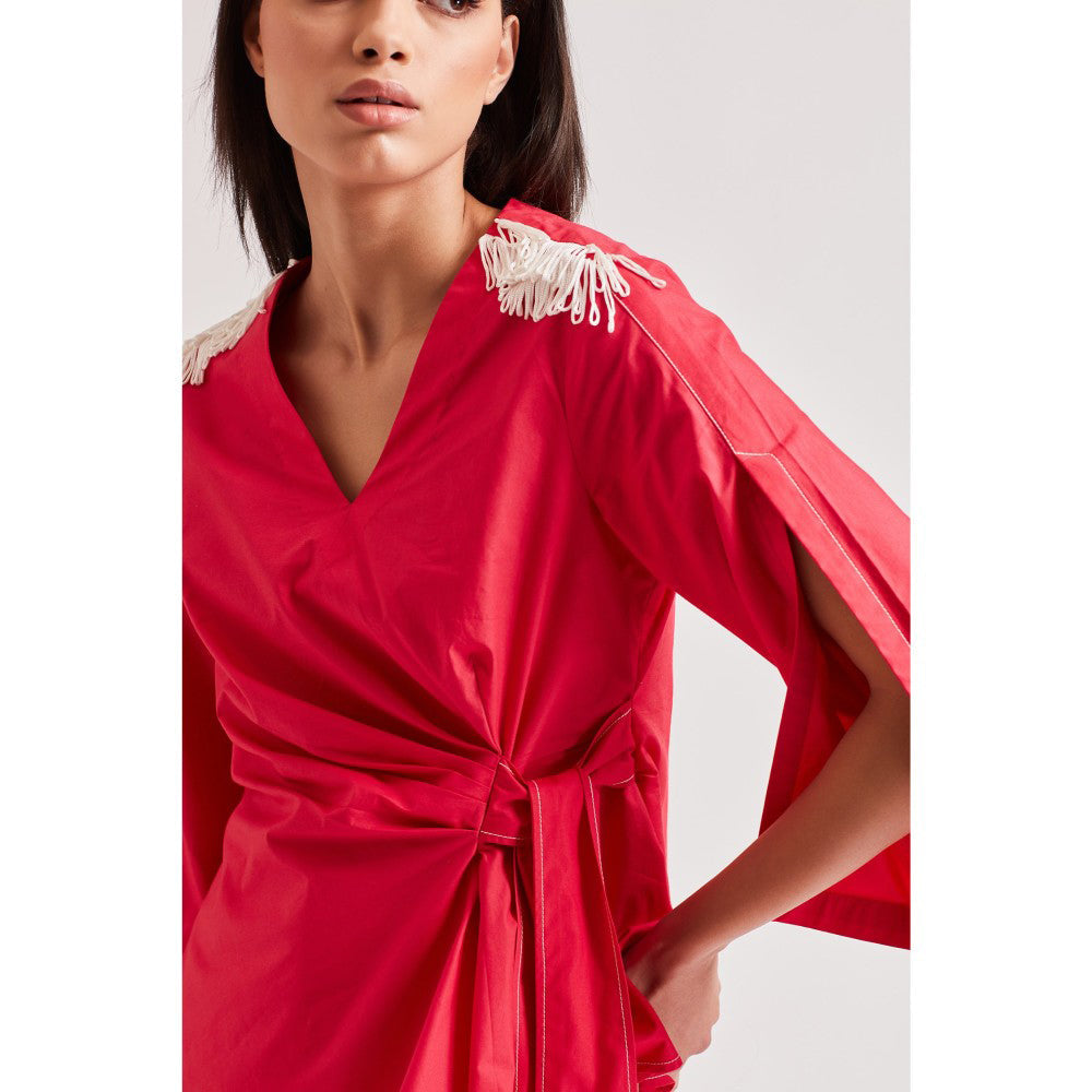 Our Love Eden Bright Pink Cotton Draped Top