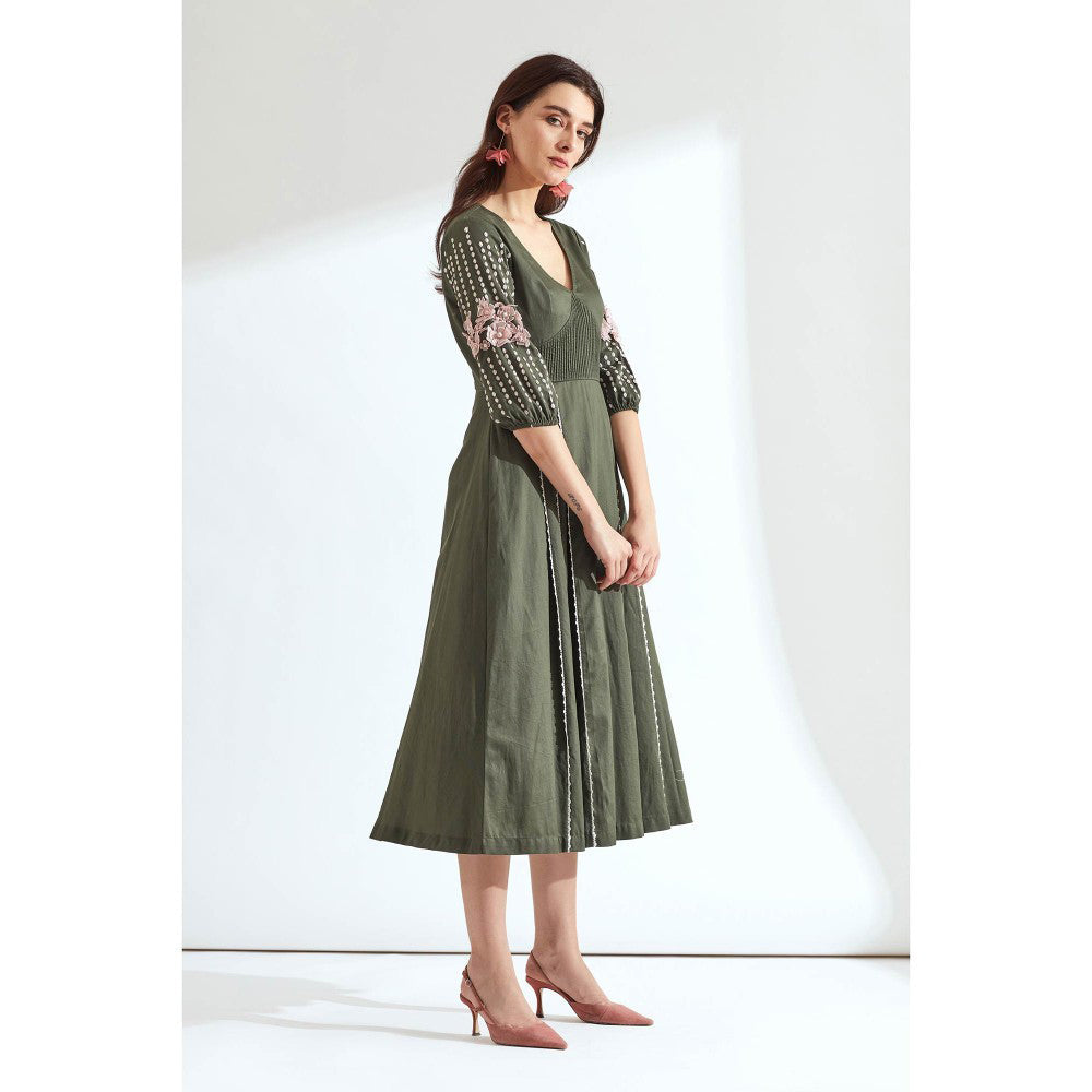 Our Love Forest Cotton Embroidered Midi Dress