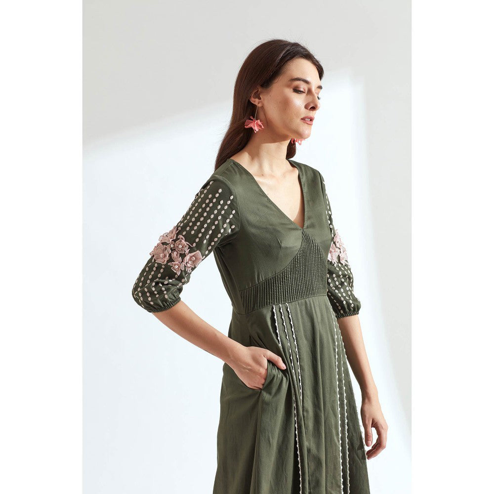 Our Love Forest Cotton Embroidered Midi Dress