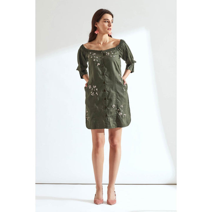 Our Love Forest Cotton Embroidered Dress Short