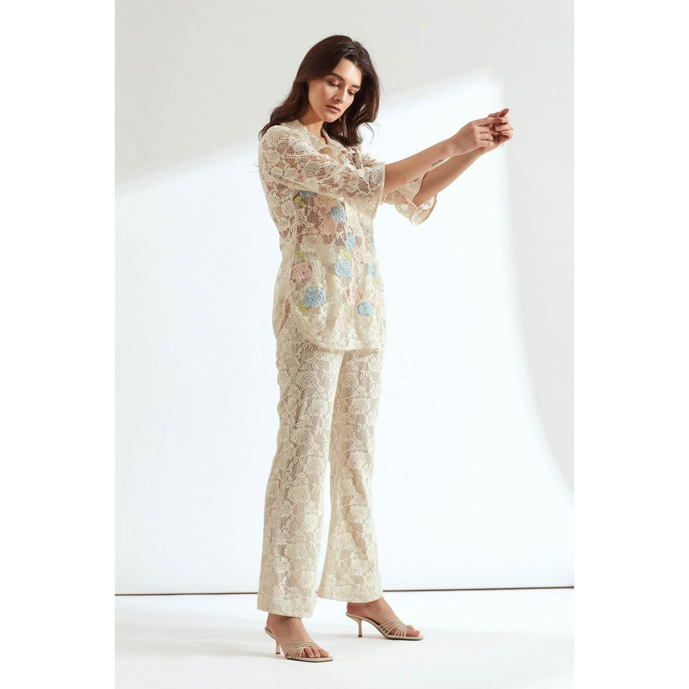 Our Love Ivory Lace Embroidered Shirt