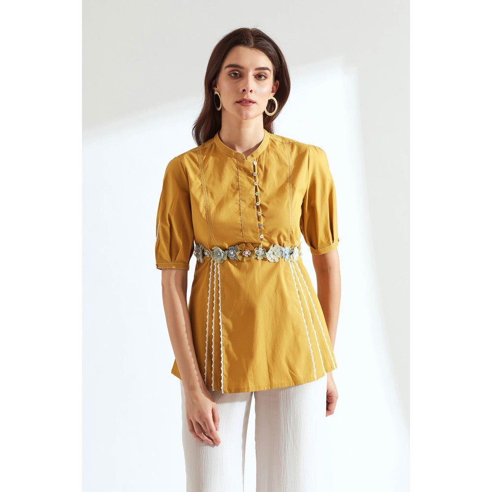 Our Love Ochre Top With Embroidered Belt And Lace Details (Set of 2)