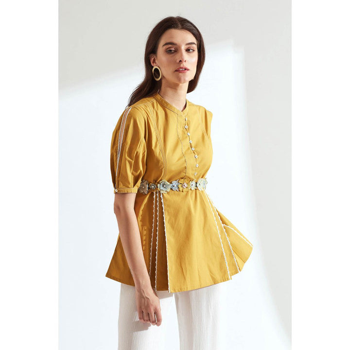 Our Love Ochre Top With Embroidered Belt And Lace Details (Set of 2)