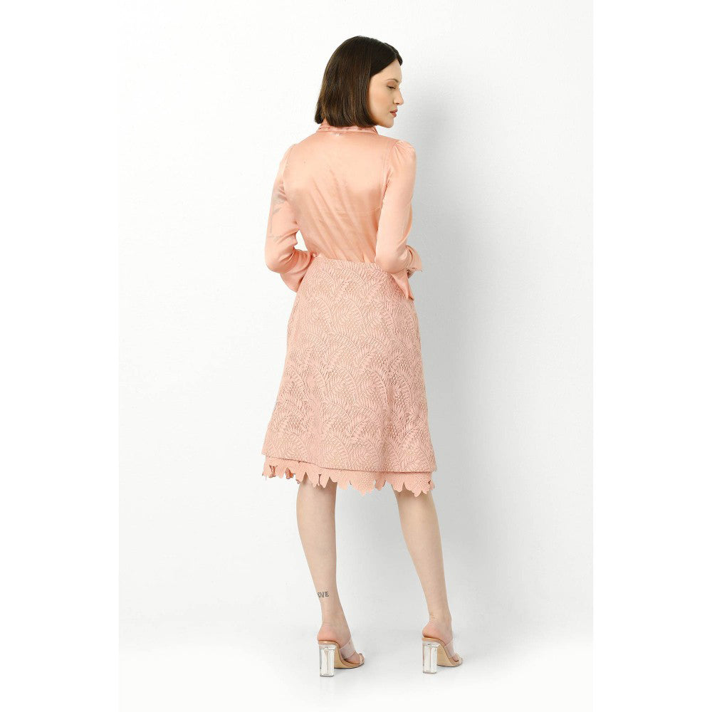 Our Love Dusty Rose Organza Shirt With Flamingo Embroidery