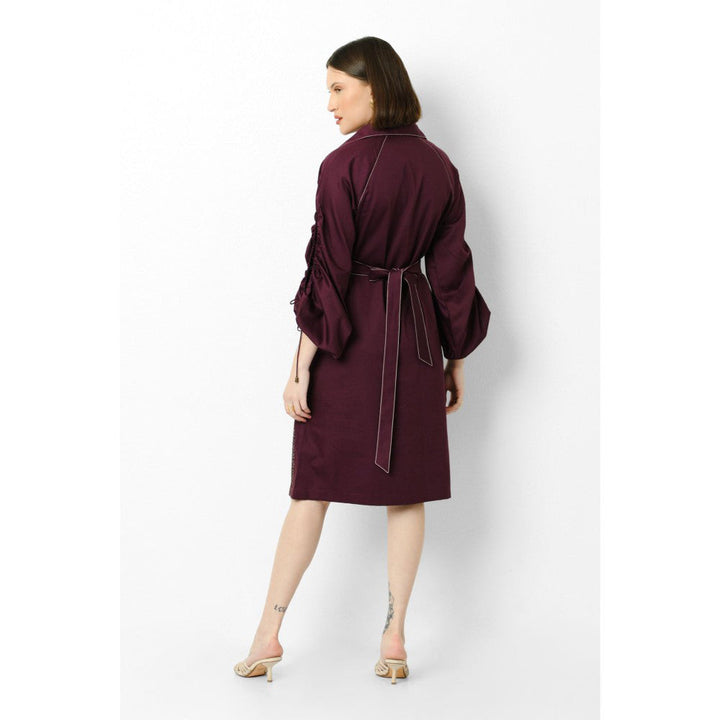 Our Love Violet Shirt Hand Embroidered Dress With Patch Pocket (Set of 2)