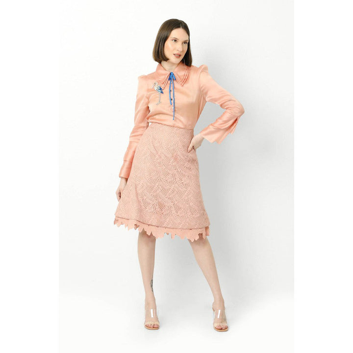 Our Love Dusty Rose Organza Shirt With  Lace Skirt (Set of 2)