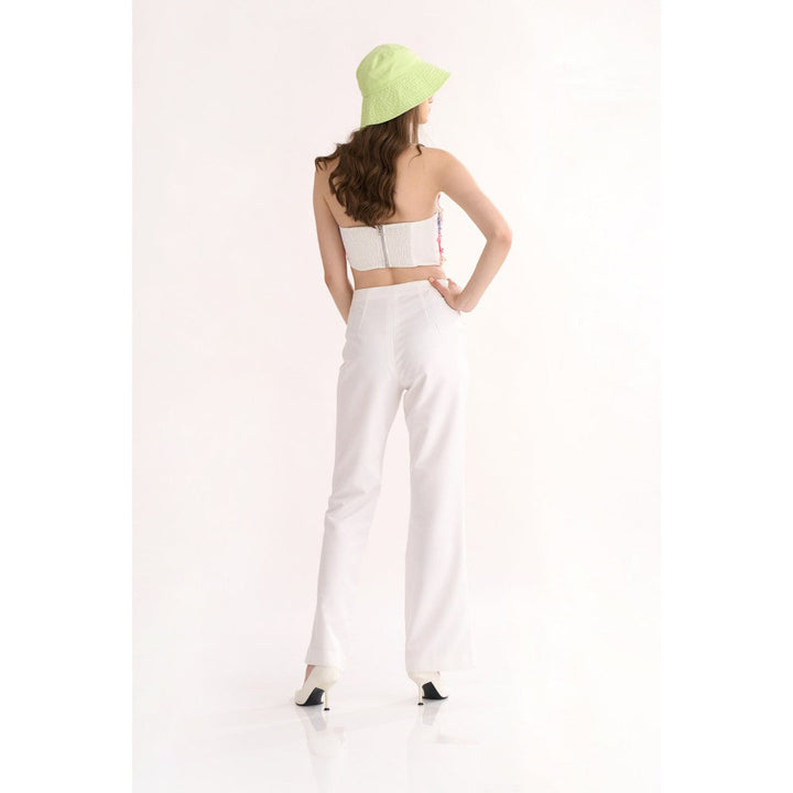 Our Love White Viscose Thick Flared Pants