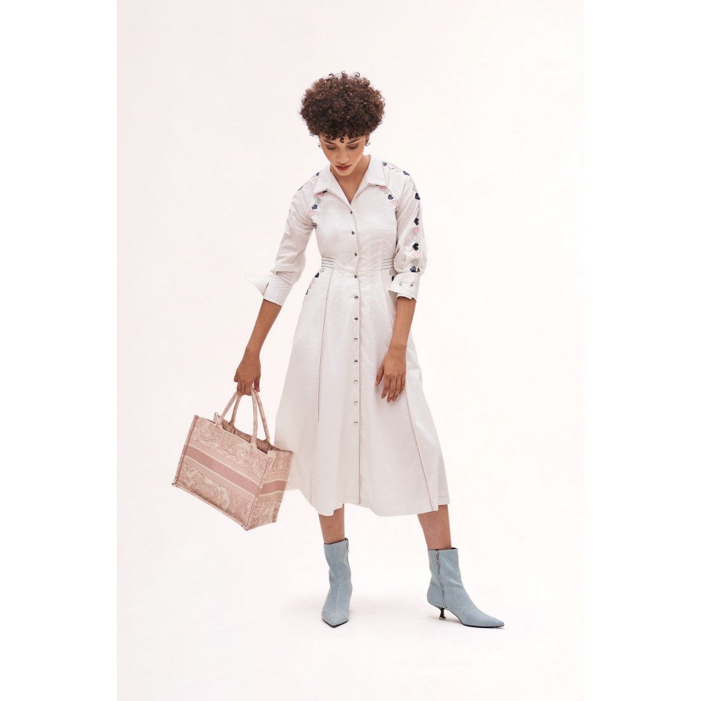 Our Love Beloved Whit Button Down Dress