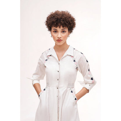 Our Love Beloved Whit Button Down Dress