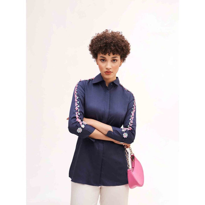 Our Love Almos Navy Embroidered Shirt
