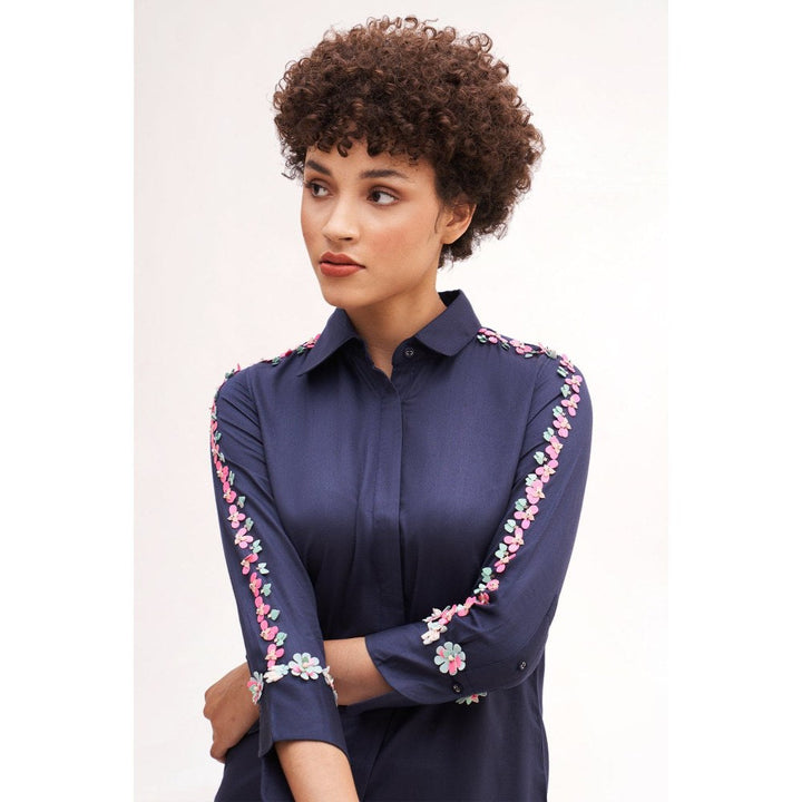 Our Love Almos Navy Embroidered Shirt