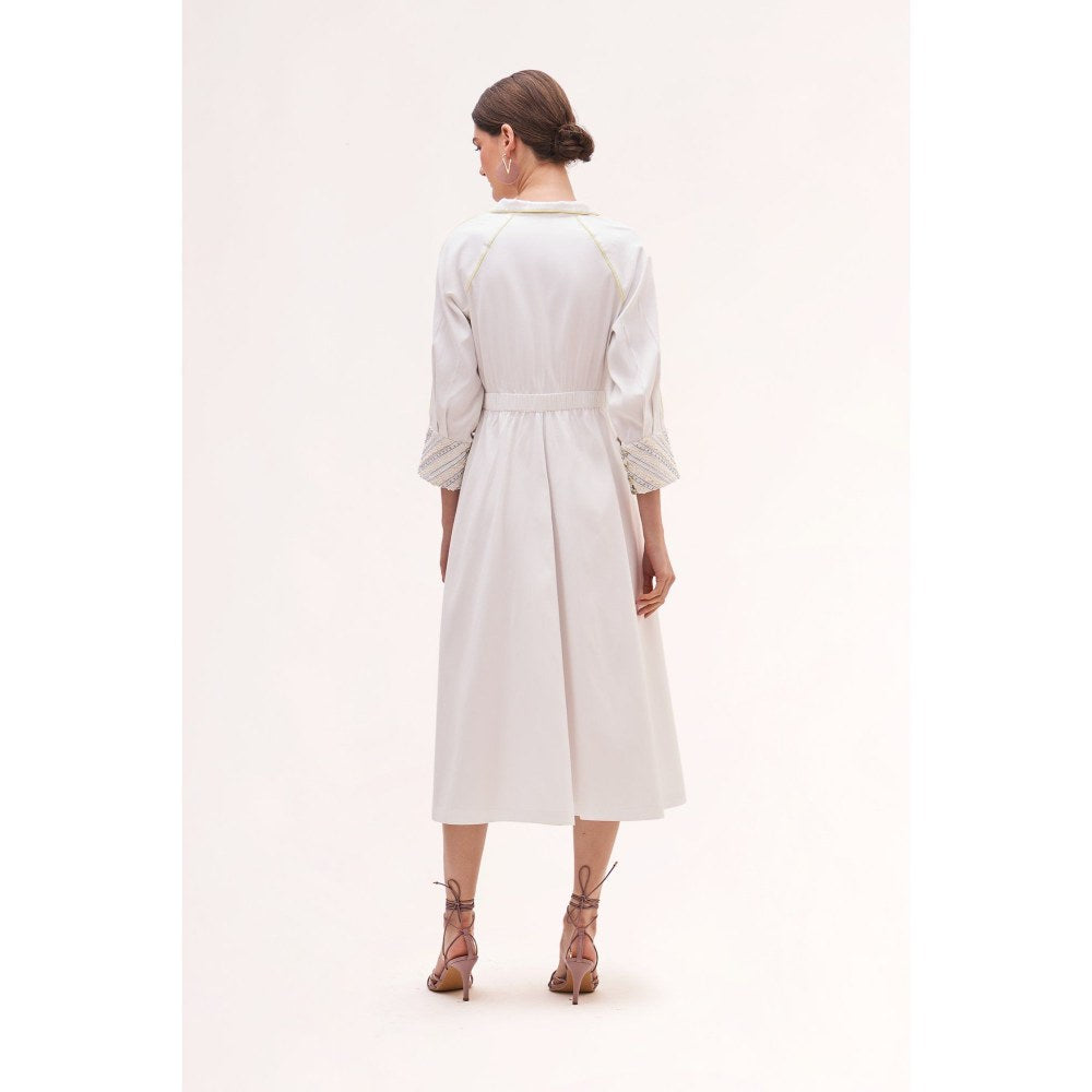 Our Love Banana Floral White Midi Dress