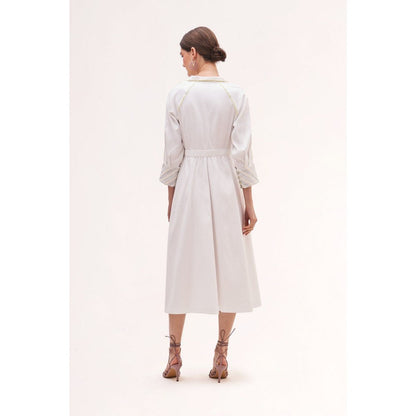 Our Love Banana Floral White Midi Dress