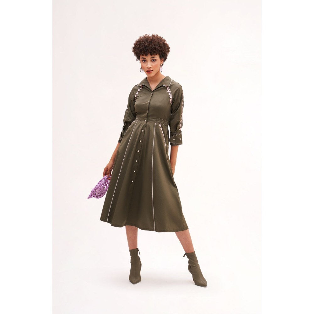 Our Love Beloved Army Green Midi Dress