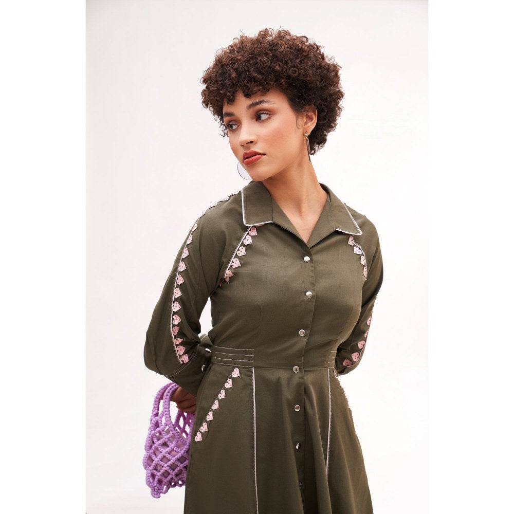 Our Love Beloved Army Green Midi Dress