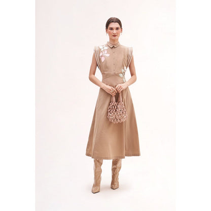 Our Love Lea Khaki Midi Dress