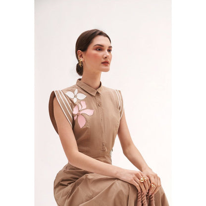 Our Love Lea Khaki Midi Dress