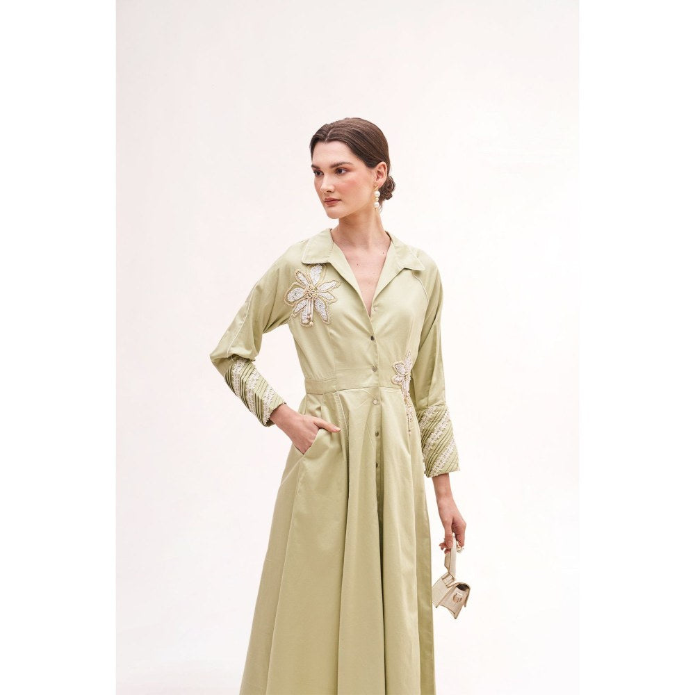 Our Love Banana Floral Sea Salt Midi Dress