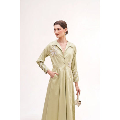 Our Love Banana Floral Sea Salt Midi Dress